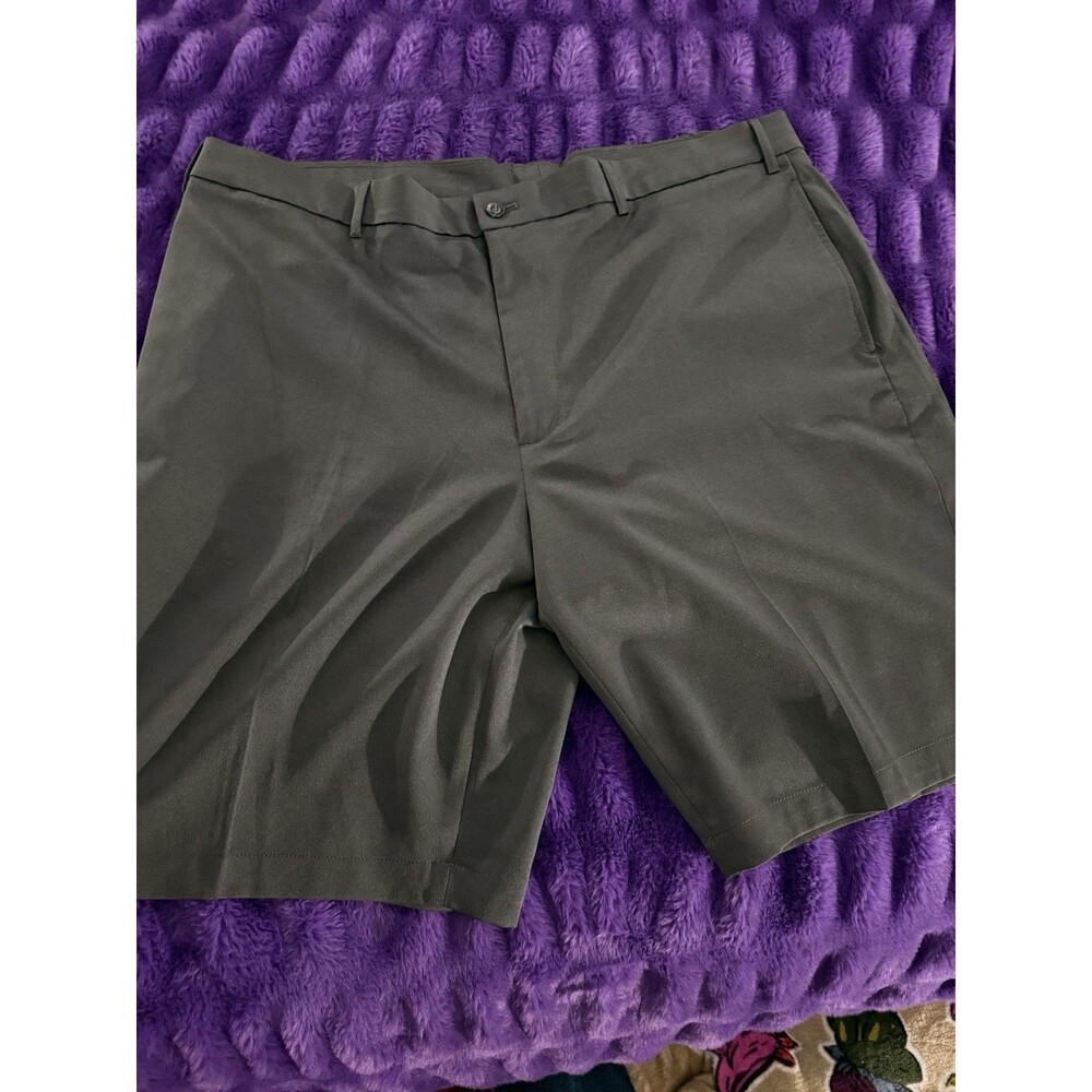 Walter Hagen Men’s Chino Shorts Gray Flat Front Solid Slash Pockets Button